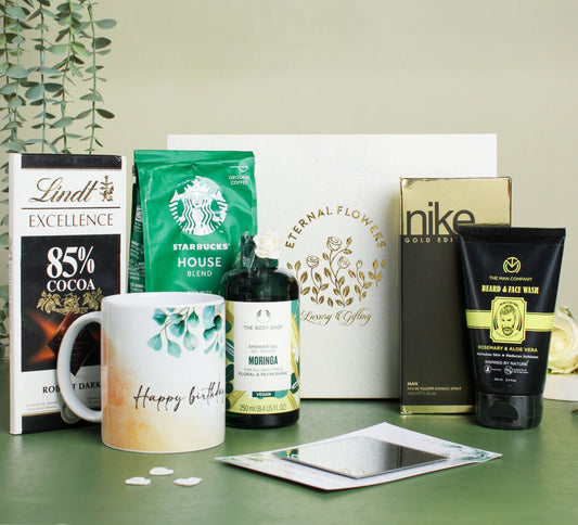 Brews & Hues Gift Hamper – Coffee Lover’s Gift Box in Kerala | Eternal Flowers