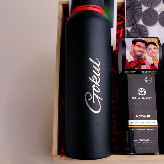 practical yet stylish thermos, customised to his taste