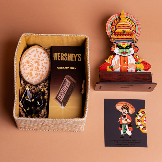 Printed Kathakali Wooden Decor with Stand – Traditional Kerala Art