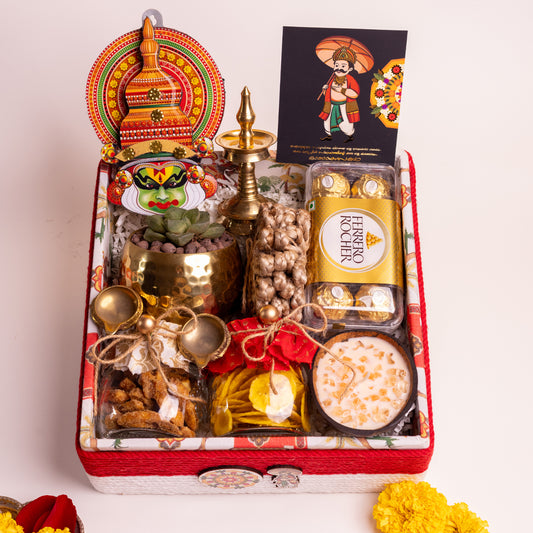 Ponnonam Kerala Onam Gift Hamper in Premium Jute Rope Box with Traditional Decor and Sweets
