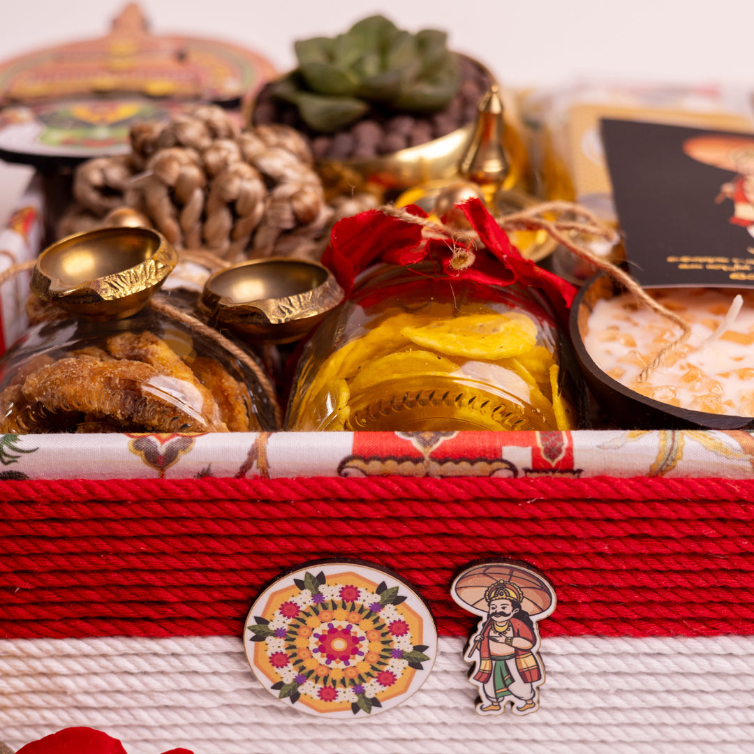 Ponnonam Kerala Onam Gift Hamper in Premium Jute Rope Box with Traditional Decor and Sweets