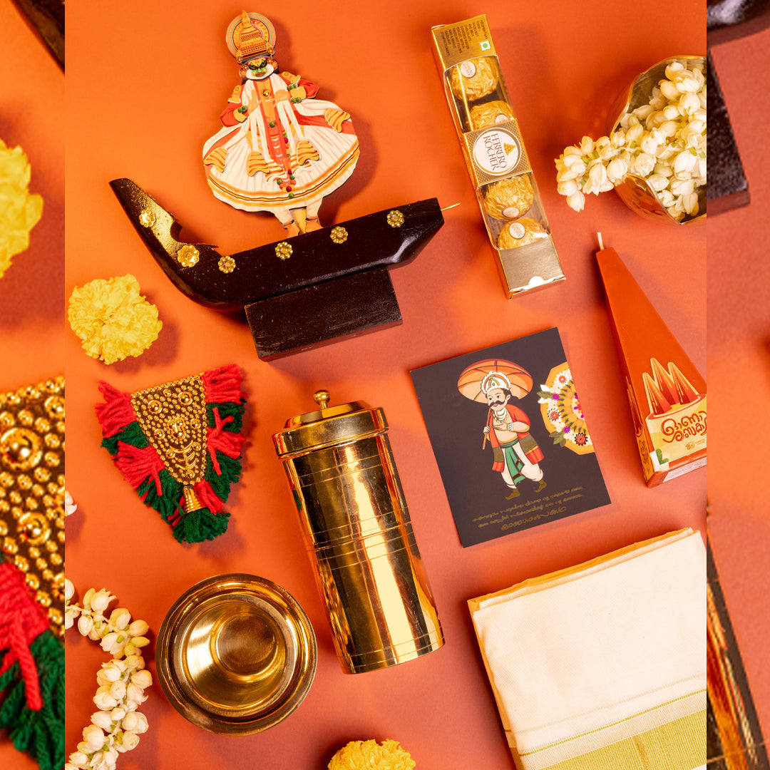 Pookkalam Kerala Onam Gift Hamper in Premium Jute Rope Box with Traditional Kerala Items