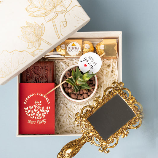 Gold Textured Metal Hand Held Mirror | Elegance in Every Detail