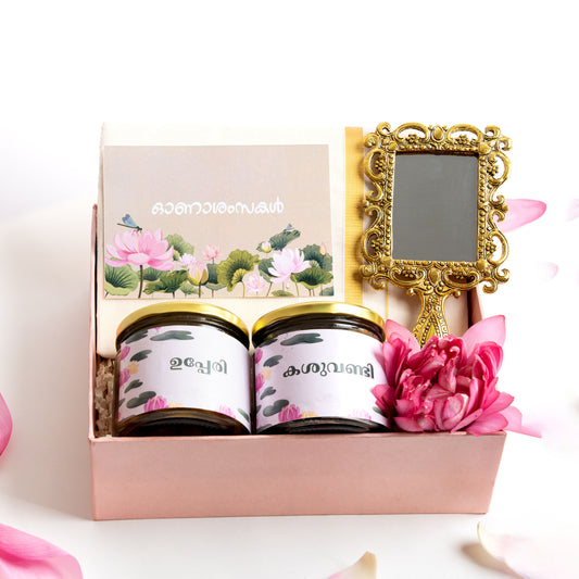 Thamara Kerala Onam Gift Hamper: Traditional Saree, Authentic Kerala Snacks, and More