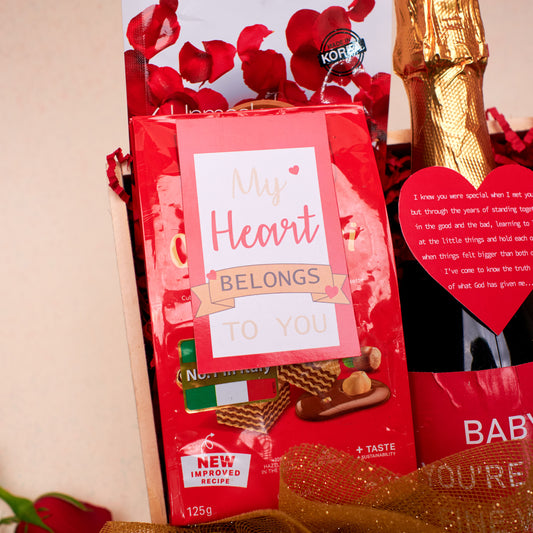 My Heart Belongs to you Valentine's Day gift hamper |Loacker Quadratini Napolitaner Wafers | Crunchy Delights