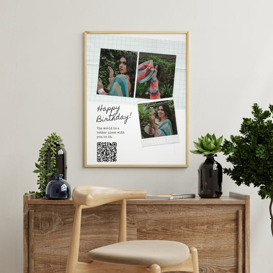 AR picture frame displaying a video after scanning QR code