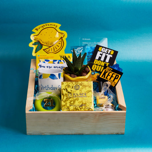 Cheer Up Sunshine Gift Hamper for Her in Wooden Tray