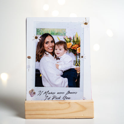 Personalized Polaroid Photo Prints with Wooden Stand – Capturing Cherished Moments