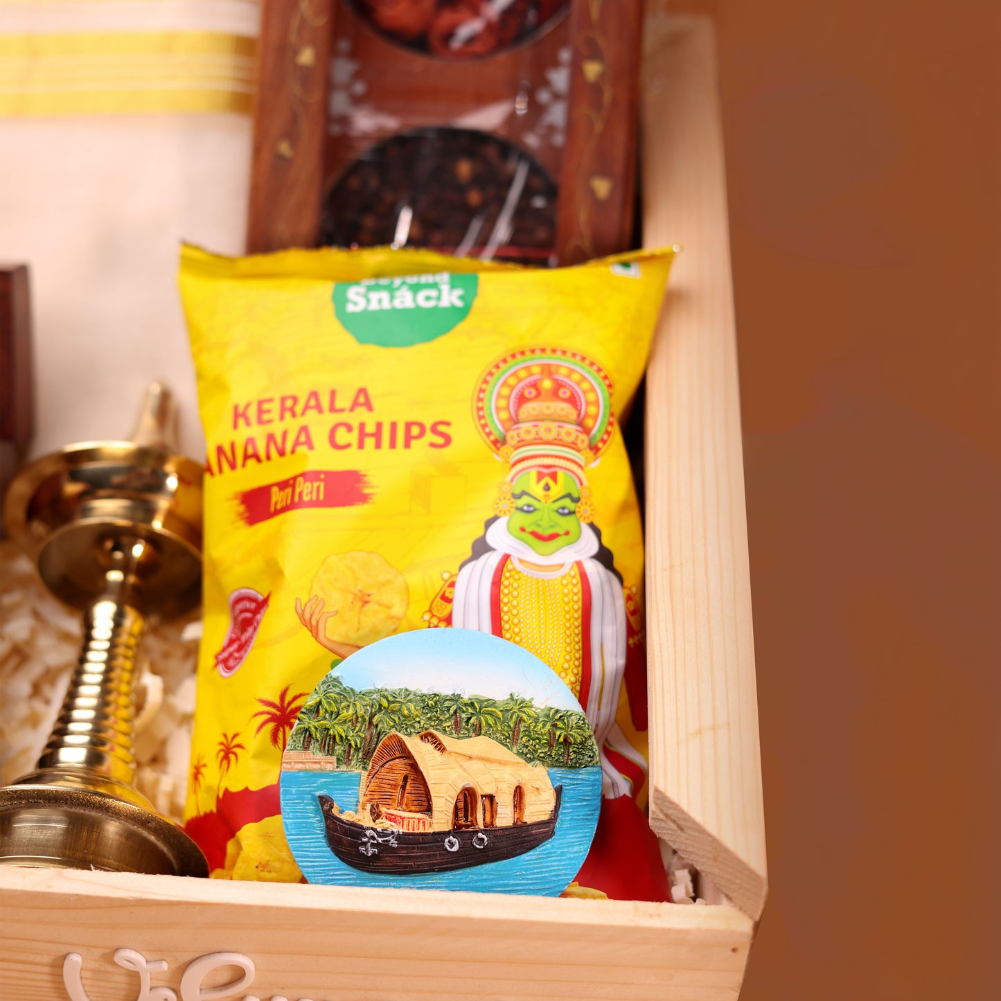 Kerala Themed Round Fridge Magnet | Celebrating Kerala Culture