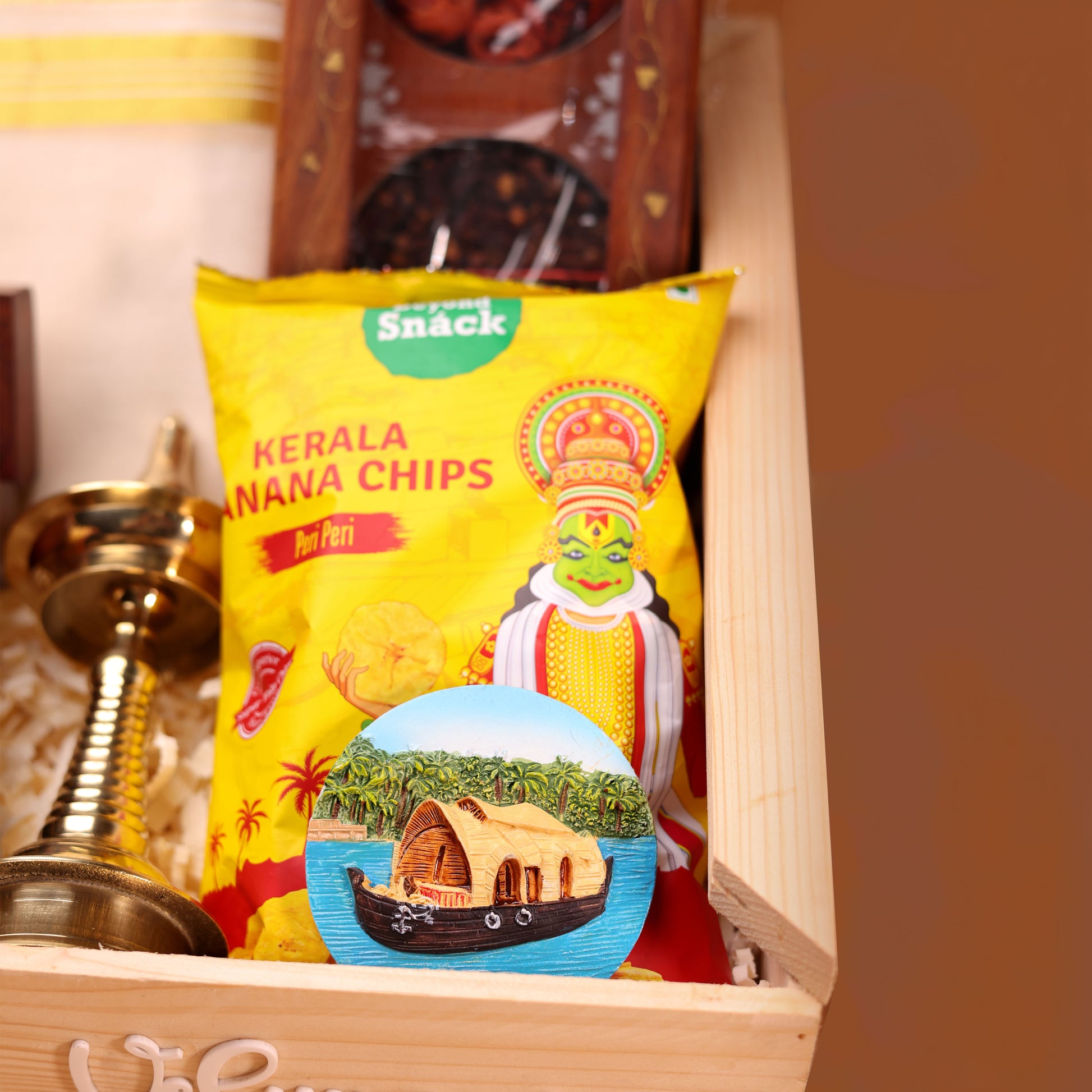 Kerala Themed Round Fridge Magnet | Celebrating Kerala Culture