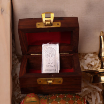 Onam Corporate Traditional Gift Hamper | 05g Silver Coin in Wooden Box | Precious Onam Keepsake