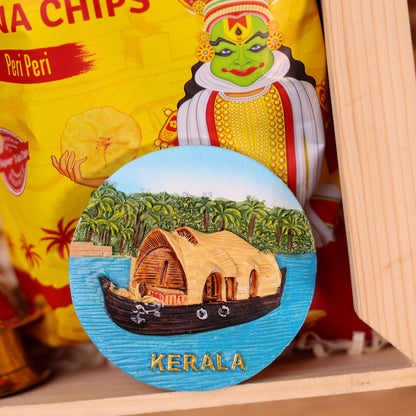 Onam Corporate Traditional Gift Hamper | Kerala Themed Round Fridge Magnet | Celebrating Kerala Culture