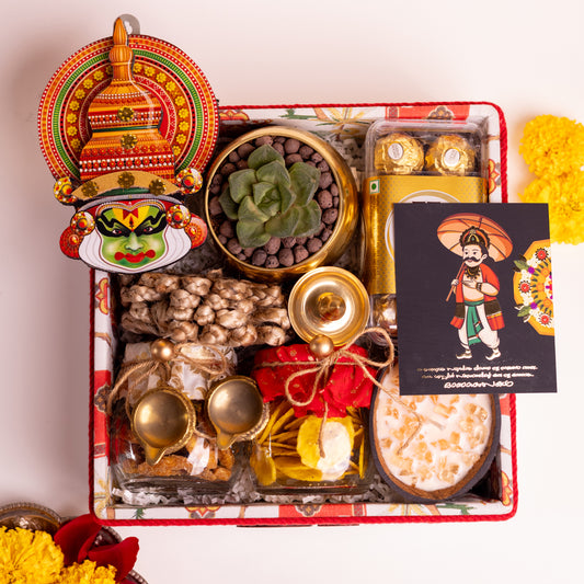 Ponnonam Kerala Onam Gift Hamper in Premium Jute Rope Box with Traditional Decor and Sweets