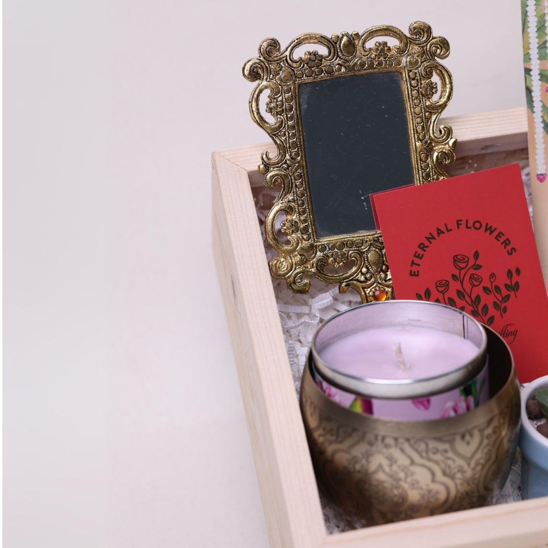 Gold Textured Handheld Mirror & Floral Silver Bowl – Timeless Gifts