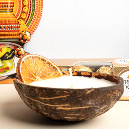 Thenga Eco-Friendly Coconut Candle | Orange or Spices Scent for a Festive Glow